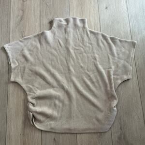 Zenana Women’s Light Mocha Waffle Knit Mock Neck Lounge Top Sz L